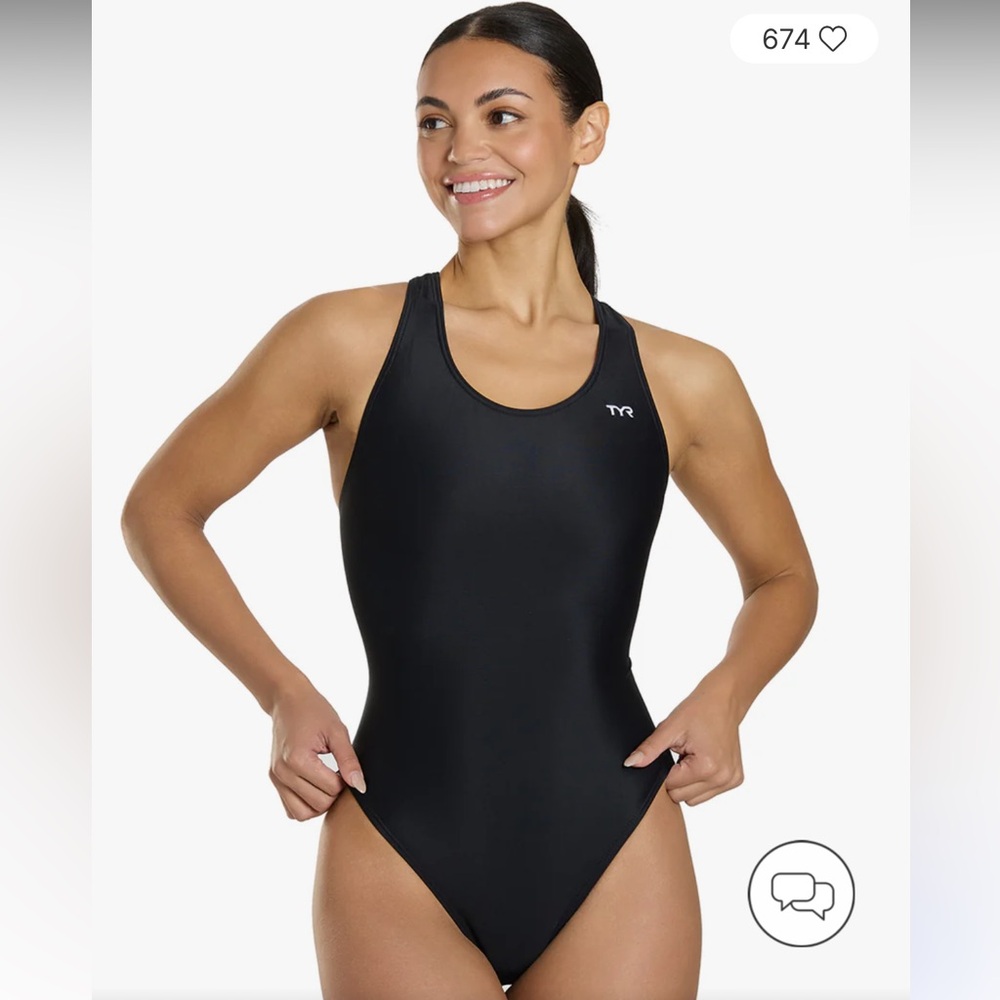 $5 for $25 Women's TYReco Black Solid Maxfit One Piece Swimsuit NWT